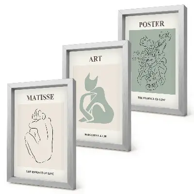 Set ingelijste posters met Henri Matisse kunst in beige en groene tinten