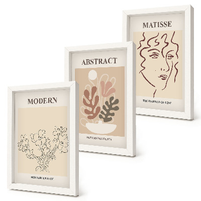 Set van ingelijste schilderijen Plantmotieven en lijnen in een moderne stijl.