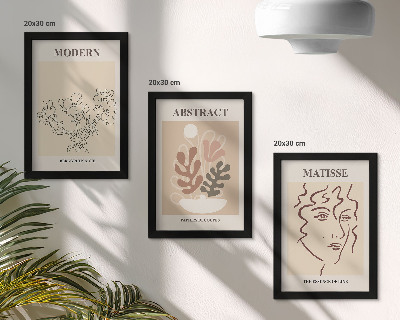 Set van ingelijste schilderijen Plantmotieven en lijnen in een moderne stijl.