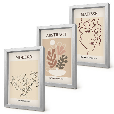 Set van ingelijste schilderijen Plantmotieven en lijnen in een moderne stijl.