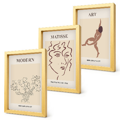 Gallery wall Stijlvolle afbeeldingen met bloemen, gezichten en mensfiguren.
