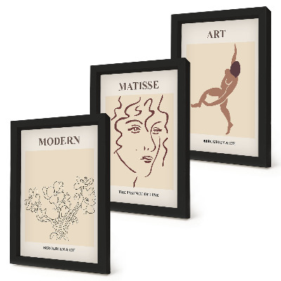 Gallery wall Stijlvolle afbeeldingen met bloemen, gezichten en mensfiguren.