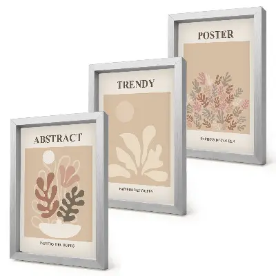 Set van ingelijste schilderijen met plantmotieven in beige en bruine tinten