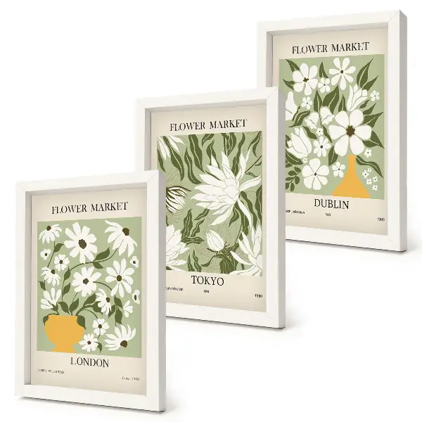 Gallery wall posters met bloemendesigns van Londen, Tokio en Dublin