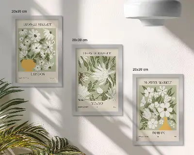 Gallery wall posters met bloemendesigns van Londen, Tokio en Dublin