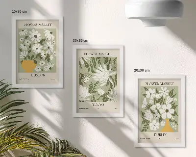 Gallery wall posters met bloemendesigns van Londen, Tokio en Dublin