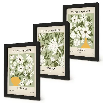 Gallery wall posters met bloemendesigns van Londen, Tokio en Dublin