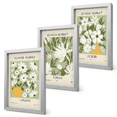 Gallery wall posters met bloemendesigns van Londen, Tokio en Dublin
