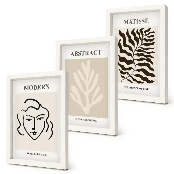 Gallery wall met illustraties van gezichten en bladeren naar de grafische werken van Henri Matisse