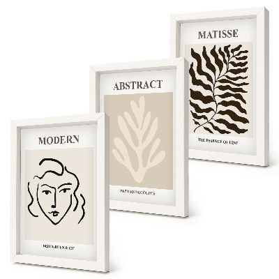 Gallery wall Illustraties van gezichten en bladeren uit de grafische werken van Henri Matisse.