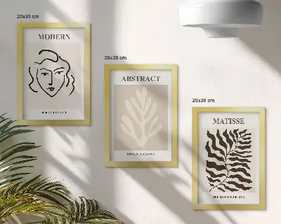 Gallery wall met illustraties van gezichten en bladeren naar de grafische werken van Henri Matisse