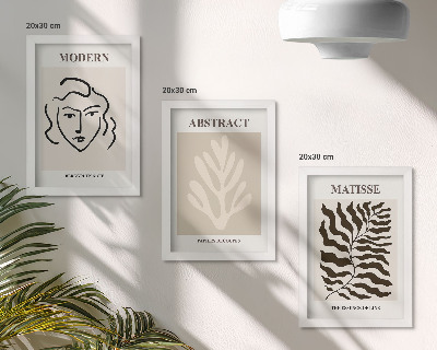 Gallery wall Illustraties van gezichten en bladeren uit de grafische werken van Henri Matisse.