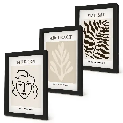 Gallery wall met illustraties van gezichten en bladeren naar de grafische werken van Henri Matisse