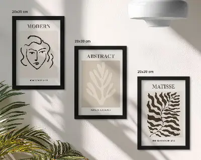 Gallery wall met illustraties van gezichten en bladeren naar de grafische werken van Henri Matisse