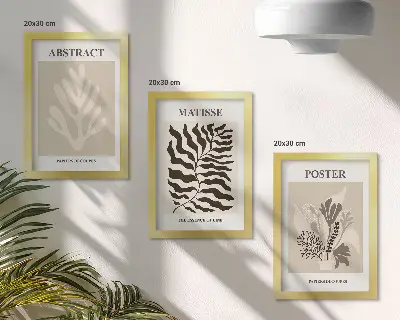 Set ingelijste schilderijen met plantenpatronen in beige en bruine tinten