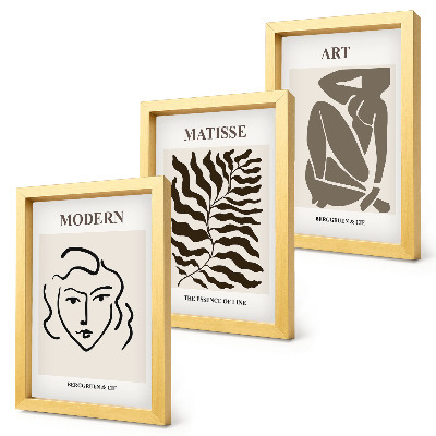 Gallery wall Stijlvolle afbeeldingen met lijnen en figuren in neutrale kleuren.