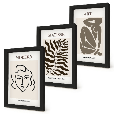 Gallery wall Stijlvolle afbeeldingen met lijnen en figuren in neutrale kleuren.