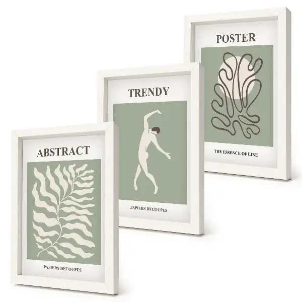 Set ingelijste schilderijen met plantenpatronen in verschillende tinten groen van Henri Matisse