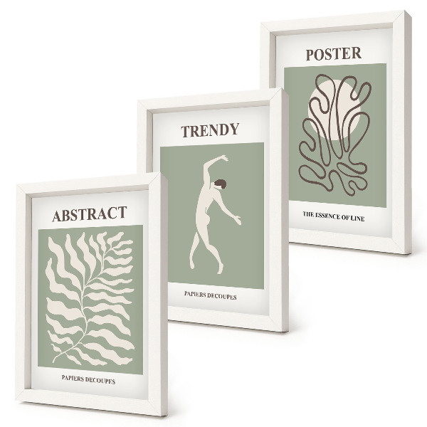 Set van ingelijste schilderijen Plantenpatronen in verschillende tinten groen van Henri Matisse