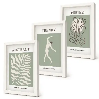 Set ingelijste schilderijen met plantenpatronen in verschillende tinten groen van Henri Matisse
