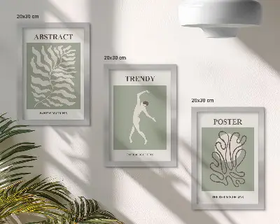 Set ingelijste schilderijen met plantenpatronen in verschillende tinten groen van Henri Matisse