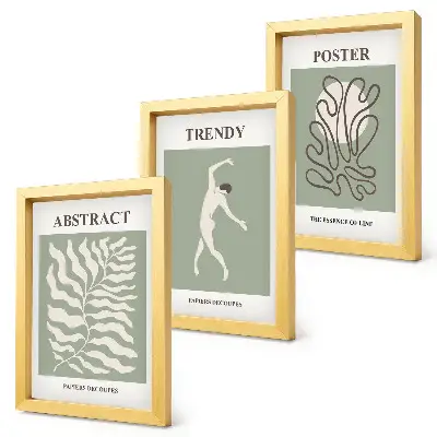 Set ingelijste schilderijen met plantenpatronen in verschillende tinten groen van Henri Matisse