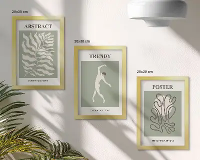 Set ingelijste schilderijen met plantenpatronen in verschillende tinten groen van Henri Matisse