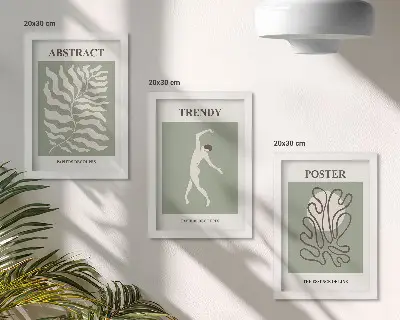 Set ingelijste schilderijen met plantenpatronen in verschillende tinten groen van Henri Matisse