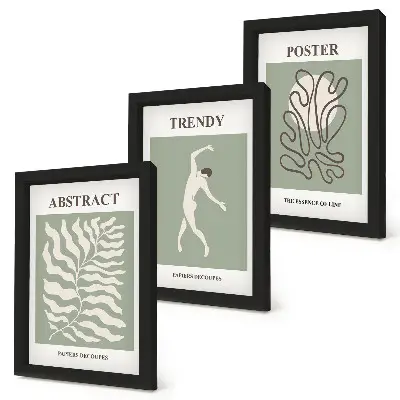 Set ingelijste schilderijen met plantenpatronen in verschillende tinten groen van Henri Matisse