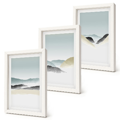 Gallery wall Minimalistische bergen in delicate pasteltinten