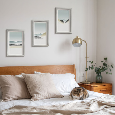 Gallery wall Minimalistische bergen in delicate pasteltinten