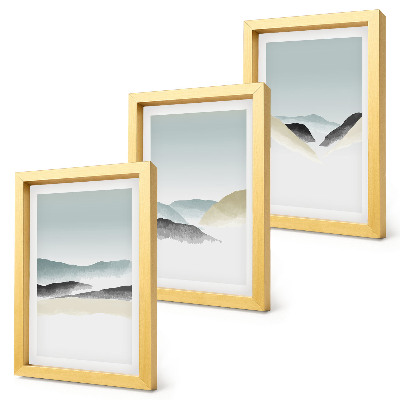 Gallery wall Minimalistische bergen in delicate pasteltinten