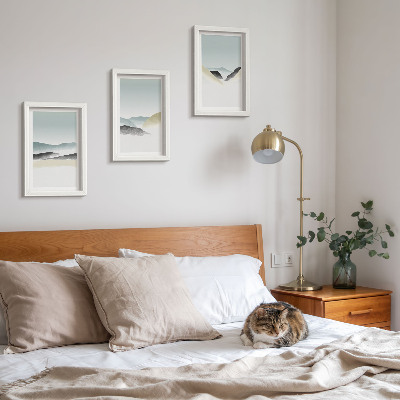 Gallery wall Minimalistische bergen in delicate pasteltinten