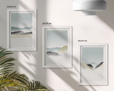Gallery wall Minimalistische bergen in delicate pasteltinten