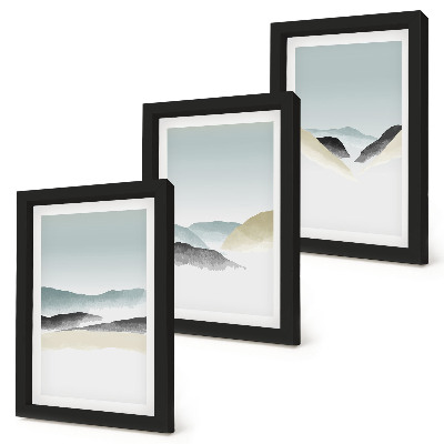 Gallery wall Minimalistische bergen in delicate pasteltinten
