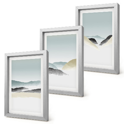 Gallery wall Minimalistische bergen in delicate pasteltinten