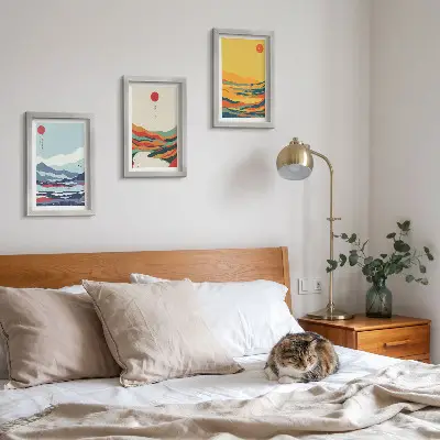 Gallery wall set met kleurrijke abstracte berg- en rivierlandschappen