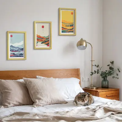 Gallery wall set met kleurrijke abstracte berg- en rivierlandschappen
