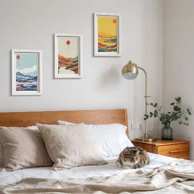 Gallery wall set met kleurrijke abstracte berg- en rivierlandschappen