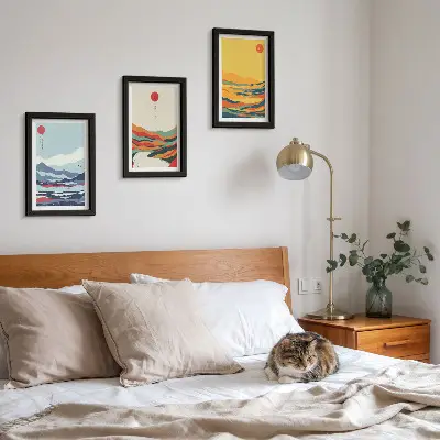 Gallery wall set met kleurrijke abstracte berg- en rivierlandschappen