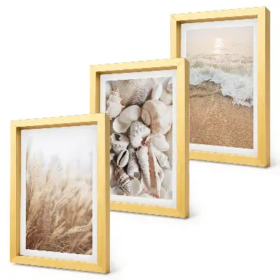 Gallery wall met strandmotieven van schelpen en zeegolven
