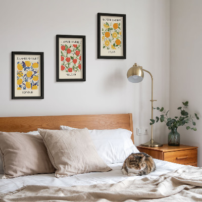 Set van ingelijste schilderijen Bloemenposters in Londen, Milaan en Parijs