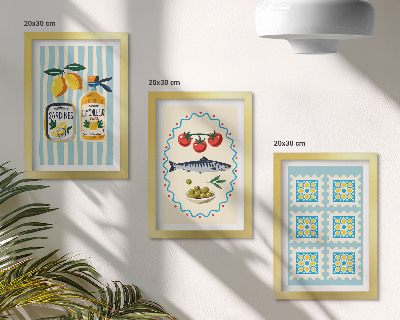 Gallery wall Illustraties van keukens in mediterrane stijl