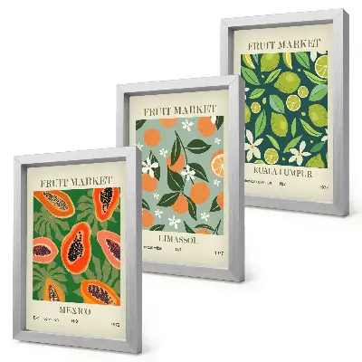 Wanddecoratie met vintage posters met fruitpatronen