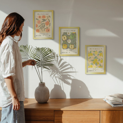 Set van ingelijste schilderijen Fruitposterpatronen in retrostijl