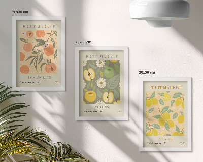 Set van ingelijste schilderijen Fruitposterpatronen in retrostijl