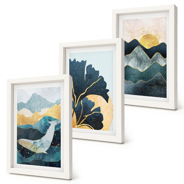 Gallery wall Abstracte esthetische vergezichten met bergen en planten.
