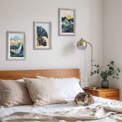 Gallery wall Abstracte esthetische vergezichten met bergen en planten.