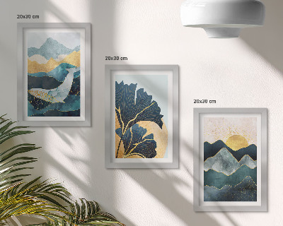 Gallery wall Abstracte esthetische vergezichten met bergen en planten.