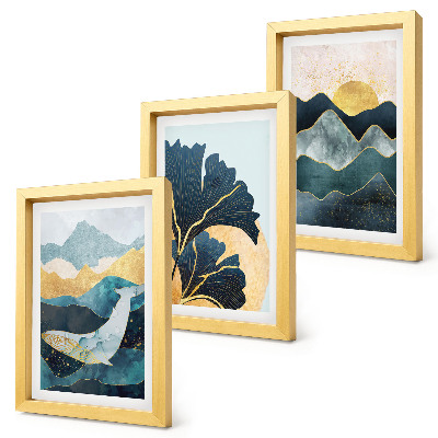 Gallery wall Abstracte esthetische vergezichten met bergen en planten.